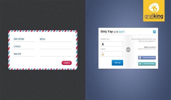 Giriş ve İletişim Formu PSD